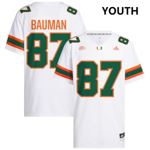 Alex Bauman University of Miami Game Youth #87 College Football Jerseys - White