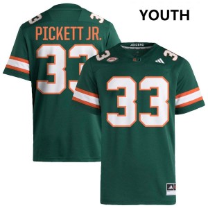 Booker Pickett Jr. Miami College Football #33 Youth Embroidery Jerseys - Green