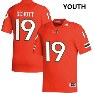 Brock Schott Miami Hurricanes #19 College Football Official Youth Jersey - Orange