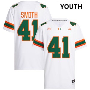 Chase Smith University of Miami College Football Official #41 Youth Jerseys - White