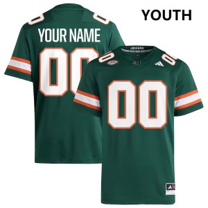Custom University of Miami #00 Stitched College Football Youth Jersey - Green