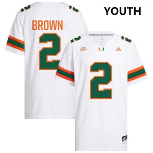 Damari Brown Miami Hurricanes College Football #2 Embroidery Youth Jersey - White