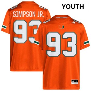 Donta Simpson Miami Hurricanes College Football Player Youth #93 Jersey - Orange