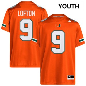 Elija Lofton University of Miami Youth #9 2025-26 College Football Jersey - Orange