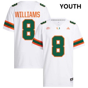 Emory Williams University of Miami College Football Official #8 Youth Jerseys - White
