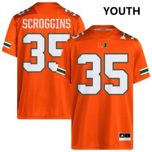 Herbert Scroggins III Miami #35 College Football Youth Stitched Jerseys - Orange
