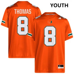 Jakobe Thomas Hurricanes Replica College Football #8 Youth Jersey - Orange