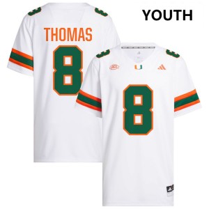 Jakobe Thomas University of Miami #8 College Football Youth 2025 Jersey - White