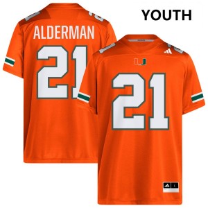 Jaylin Alderman University of Miami Embroidery College Football #21 Youth Jersey - Orange
