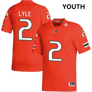 Jordan Lyle Hurricanes #2 Youth College Football Limited Jerseys - Orange