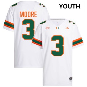 Joshua Moore Hurricanes Limited College Football #3 Youth Jerseys - White
