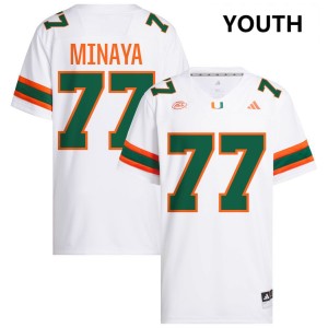 Juan Minaya Miami College Football Youth #77 Embroidery Jersey - White