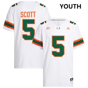 Justin Scott Miami Youth College Football Replica #5 Jersey - White