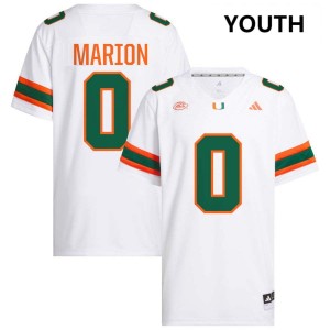 Keelan Marion Miami Hurricanes #0 College Football Embroidery Youth Jersey - White