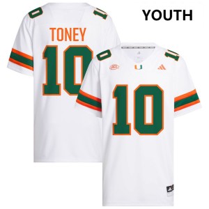 Malachi Toney Miami 2025-26 #10 College Football Youth Jerseys - White