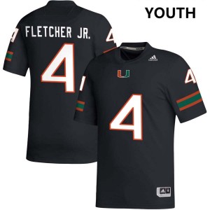 Mark Fletcher Jr. Hurricanes Youth #4 College Football Limited Jersey - Black