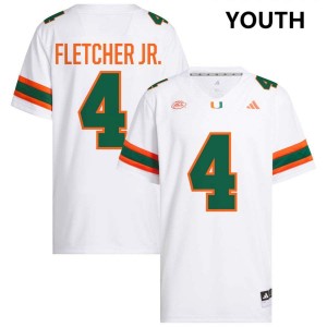 Mark Fletcher Jr. University of Miami College Football Youth #4 Embroidery Jerseys - White