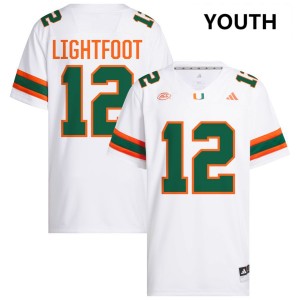 Marquise Lightfoot Miami Youth Replica College Football #12 Jersey - White