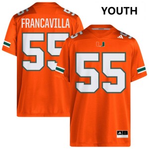 Nino Francavilla Hurricanes Youth College Football Embroidery #55 Jerseys - Orange