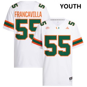 Nino Francavilla University of Miami #55 College Football Youth University Jersey - White