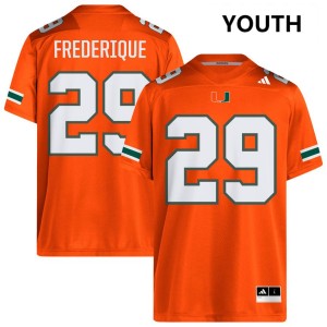 OJ Frederique Jr. University of Miami College Football Player Youth #29 Jersey - Orange