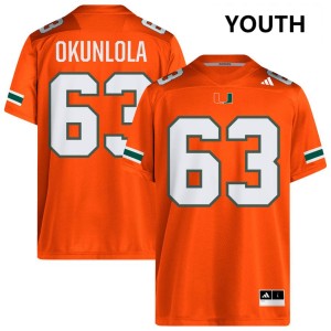 Samson Okunlola Miami Hurricanes Player #63 Youth College Football Jersey - Orange