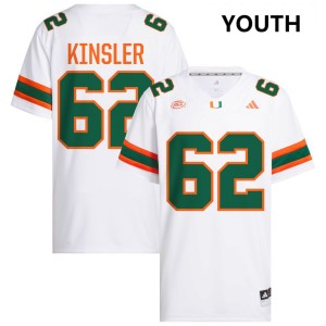 Tommy Kinsler IV Miami #62 Embroidery College Football Youth Jersey - White