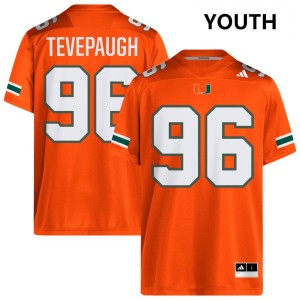 Tucker Tevepaugh University of Miami College Football Youth #96 NCAA Jerseys - Orange