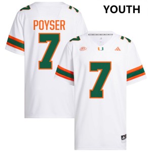 Zechariah Poyser Miami Hurricanes Stitched College Football Youth #7 Jersey - White